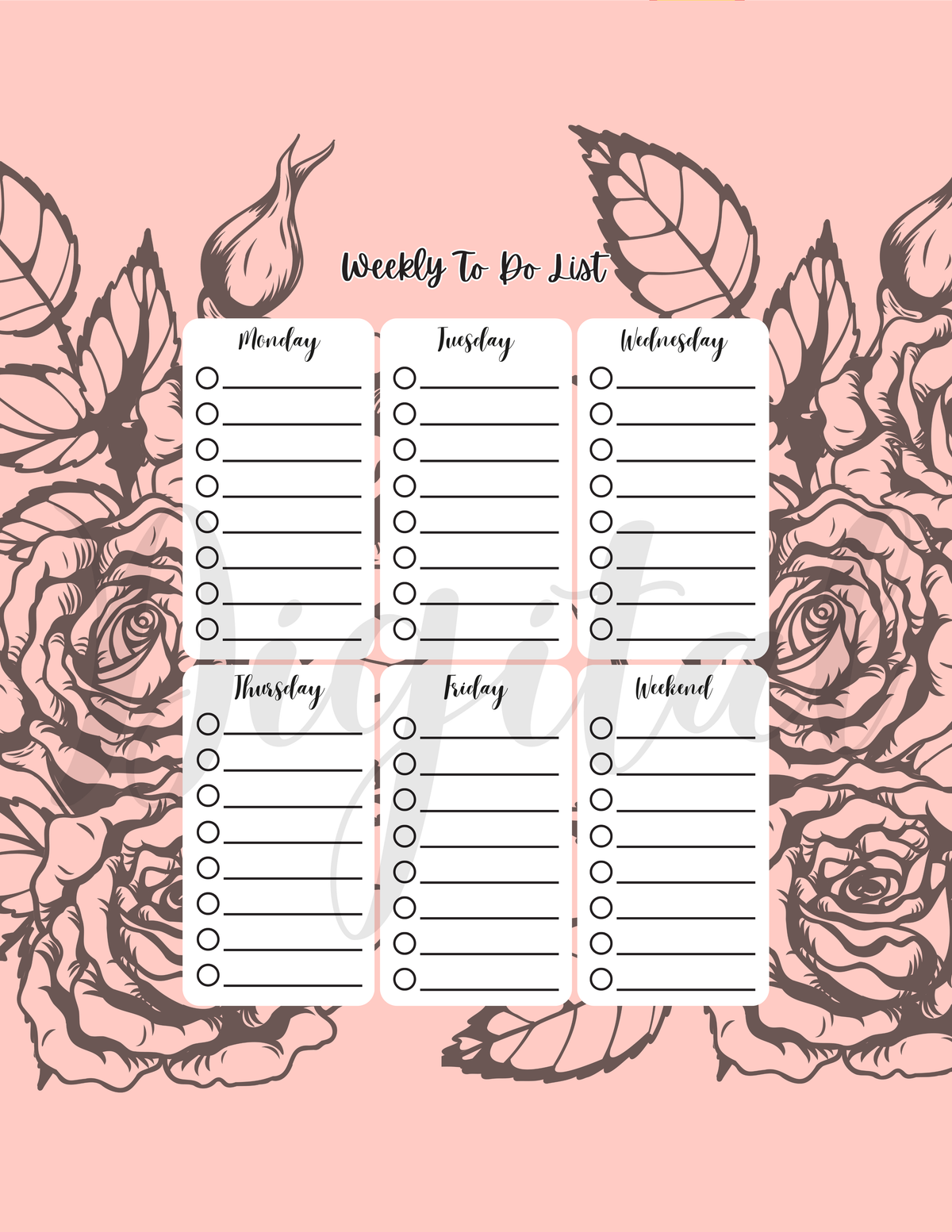 Planner and Checklist: Blank To-Do List for Daily Use | Digital Download | Check off