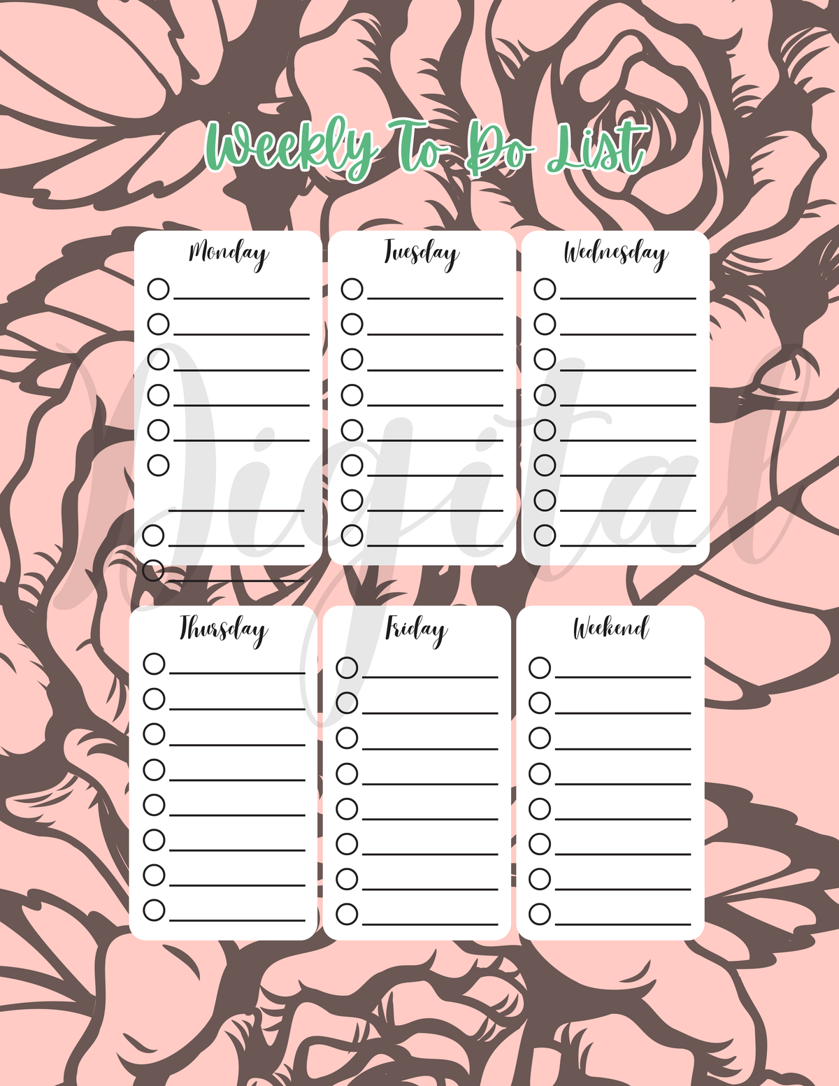 Checklist: Blank To-Do List for Daily Use | Digital Download | Check off list