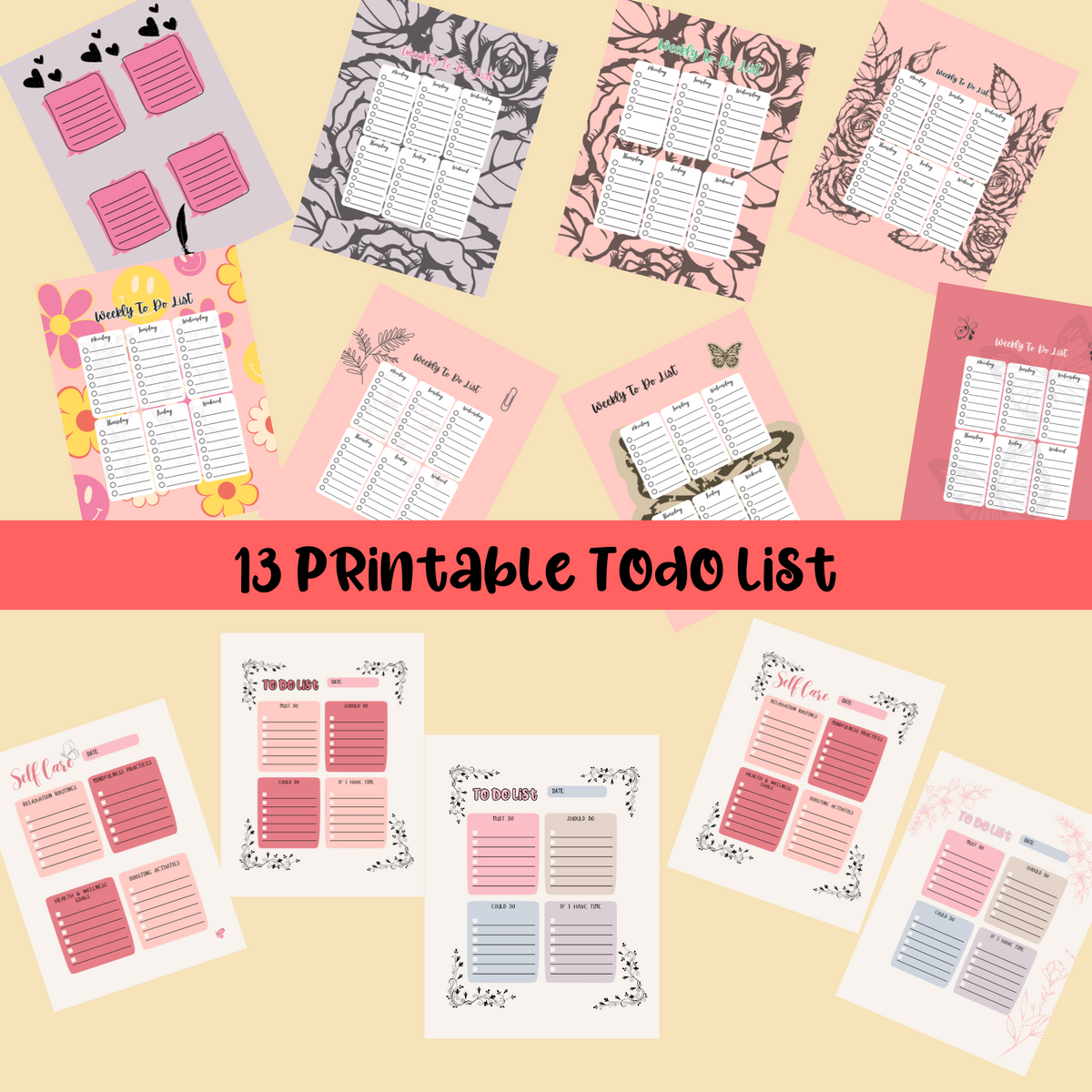 Minimalist Printable To-Do List: Checklist for Daily Tasks | Printable Bundle