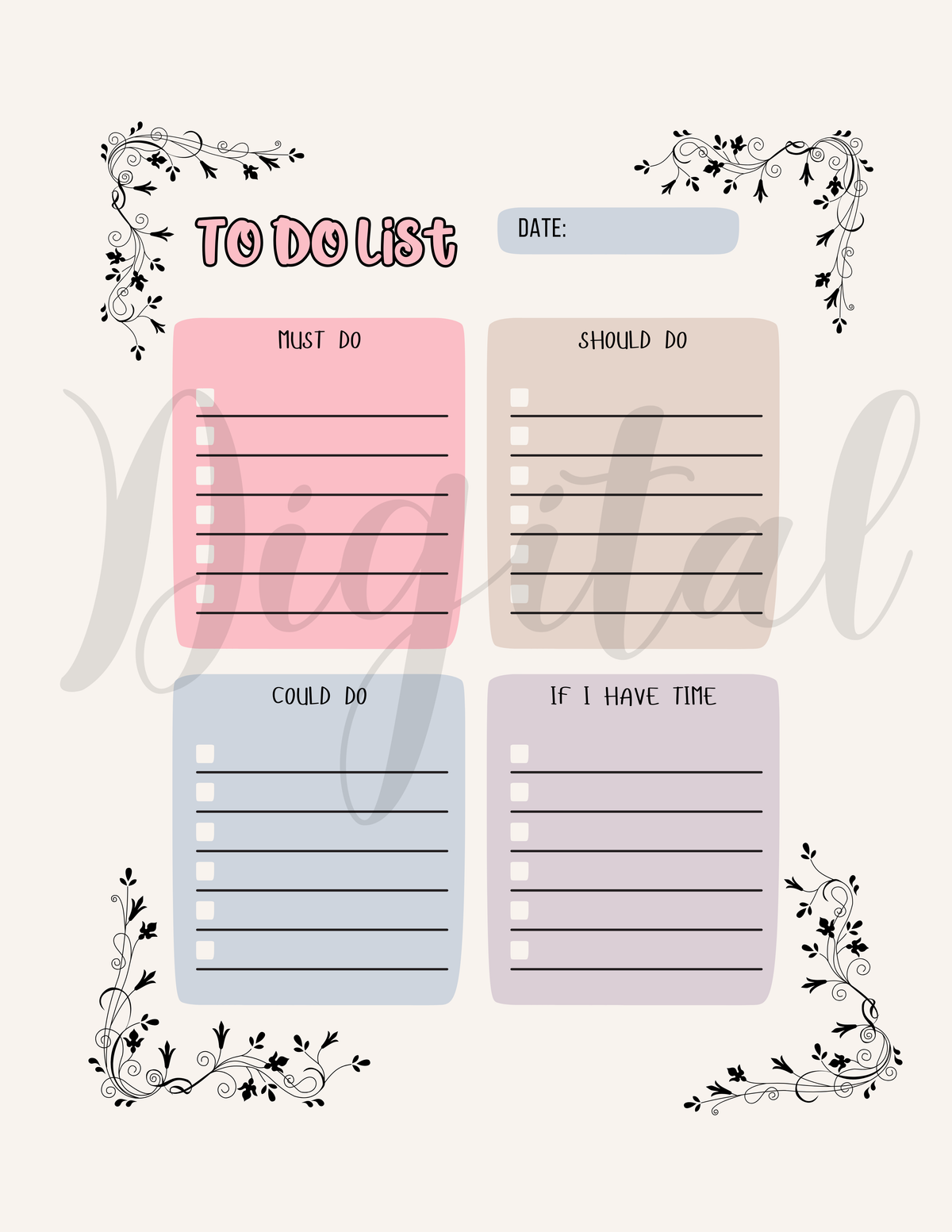 Daily Schedule Planner: Minimalist Checklist and To-Do List