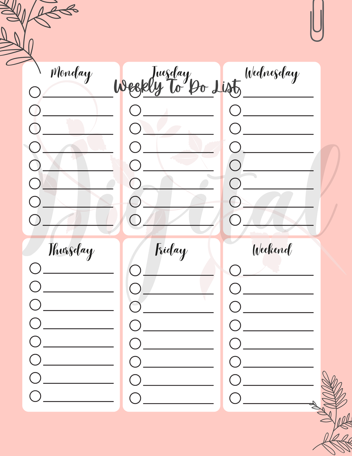 Planner and Checklist: Blank To-Do List for Daily Use