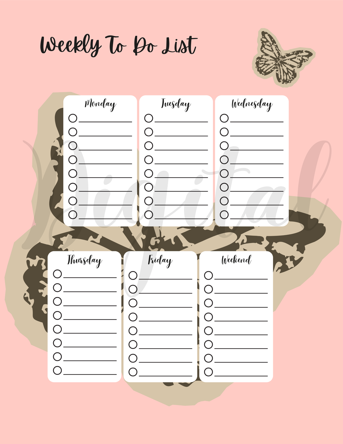 Planner and Checklist: Blank To-Do List for Daily Use | Digital Download