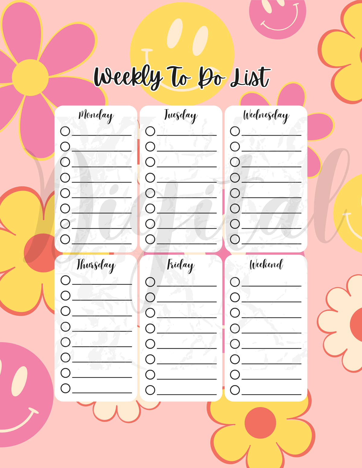 Planner and Checklist: Blank To-Do List for Daily Use | Digital Download | Checklist