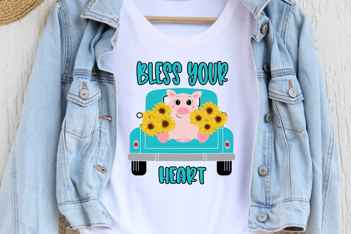 Funny Pig Sublimation Design Sunflower And Old Truck Sublimation Download Bless Your Hear Png Digital Design Downloadable Art And Prints