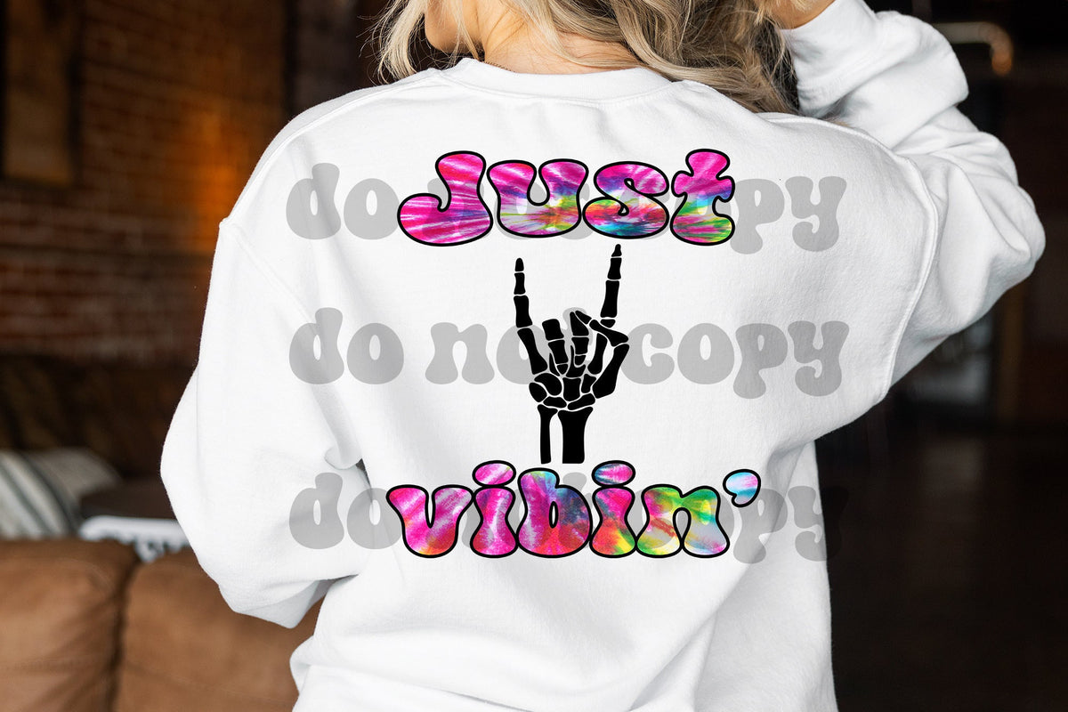 Just vibin' skull hand png - Sublimation digital download, Tye dye, Skeleton png, Savage png, Vibes PNG, Rock on skeleton png, Retro png