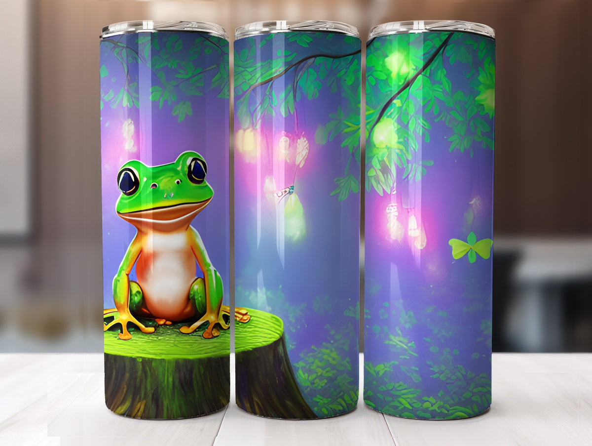 Cute Frog Sublimation Tumbler wrap Png, Neon Color Png Design,  Mushroom Png Sublimation Digital Download And Instant File