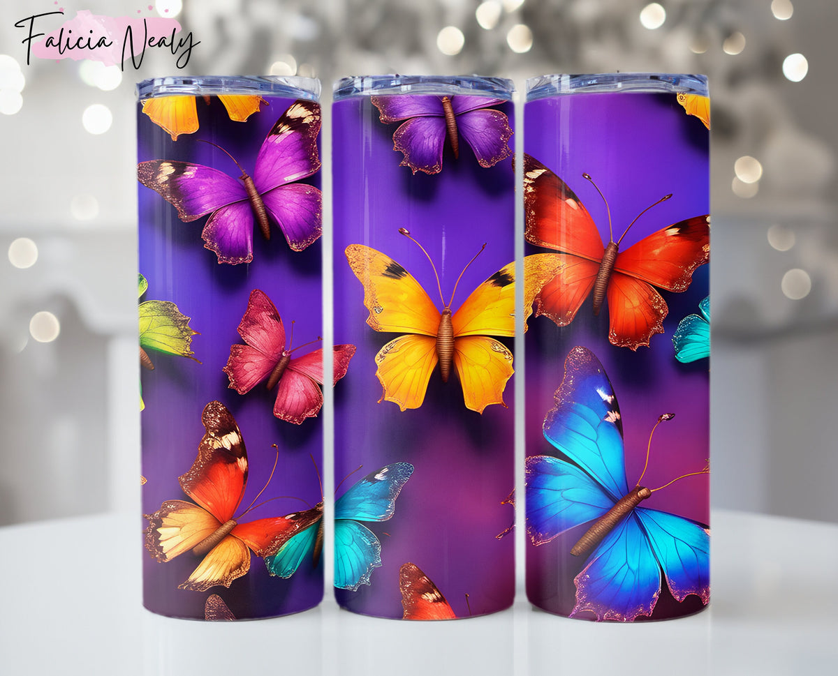 Personalized Butterfly Tumbler Wrap - 20 oz Skinny Tumbler | Sublimation