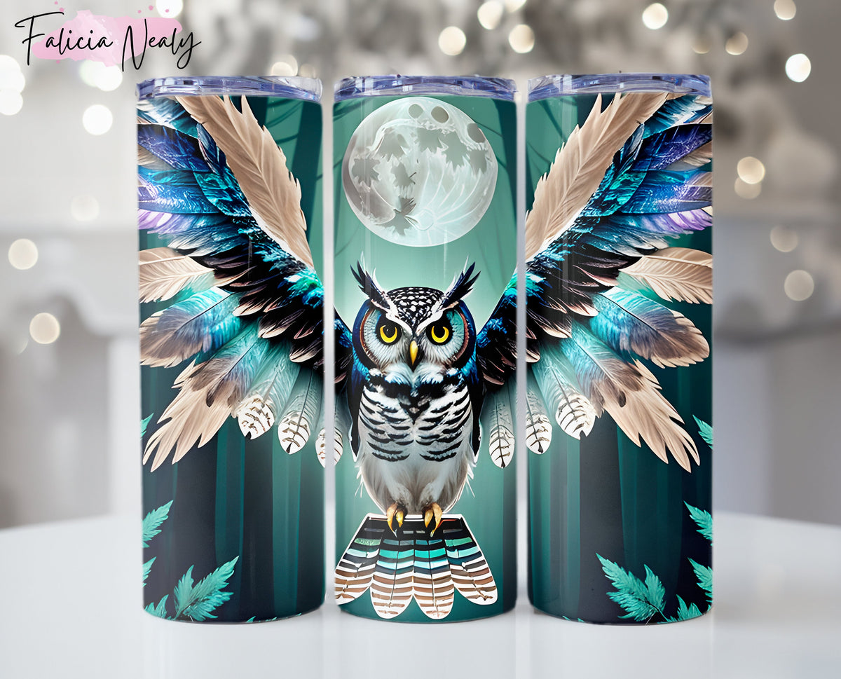 Colorful Owl Tumbler Wrap | Cute Splash Art | Bright Design | Bright colors | Vibrant artwork | Owl art | Owl illustration | Sublimation