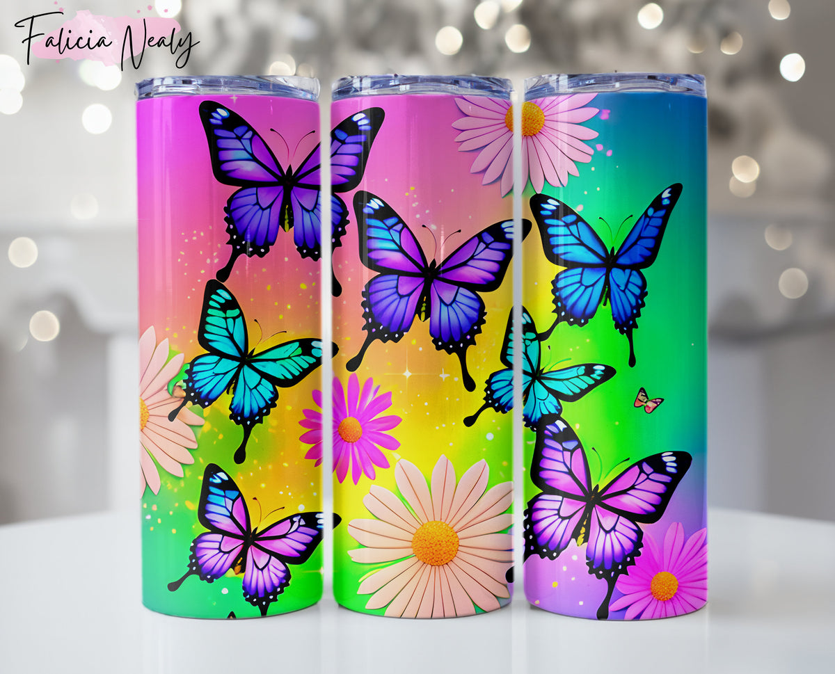 Butterfly Tumbler - Ready To Print Sublimation Prints - floral butterfly printable - Custom Personalizing - Butterfly-Gifted - 20oz Tumbler