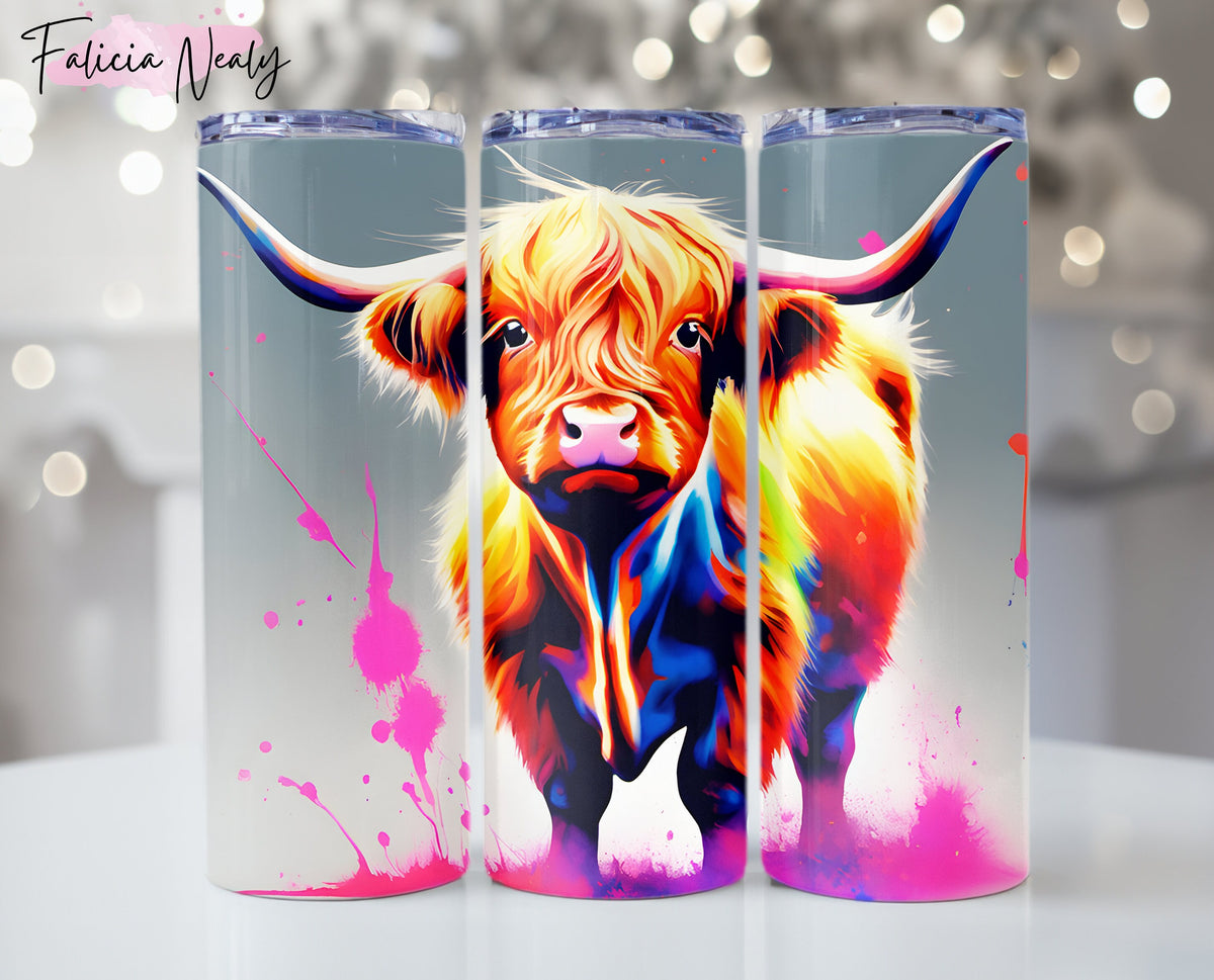 Highland Cow Sublimation Tumbler Bundle - 20oz Tumbler Designs - PNG - Skinny Tumbler - Cute Cow Designs - Cow Sublimation Design - Tumbler