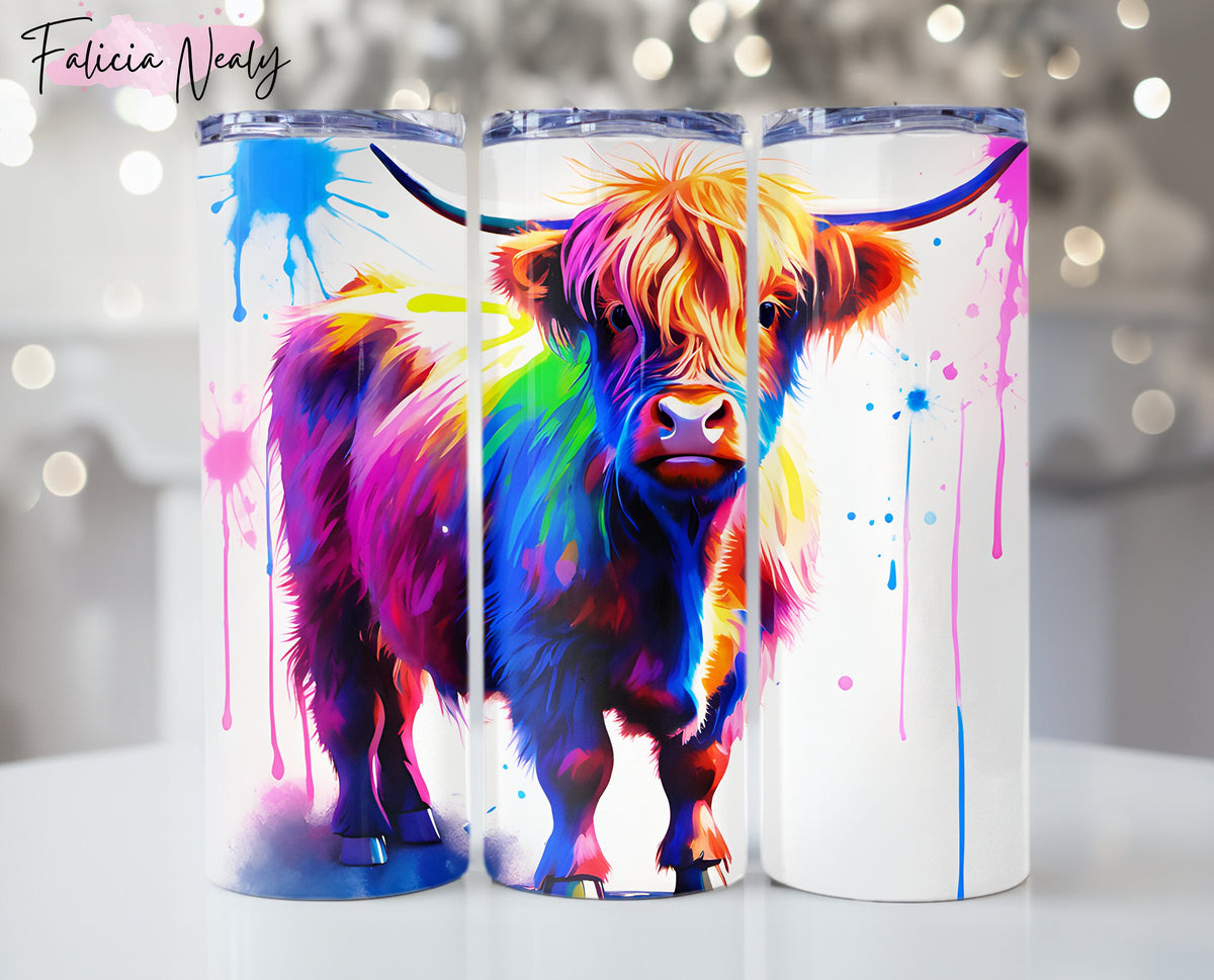 Highland Cow Sublimation Tumbler Bundle - 20oz Tumbler Designs - PNG - Skinny Tumbler - Cute Cow Designs - Cow Sublimation Design - Tumbler