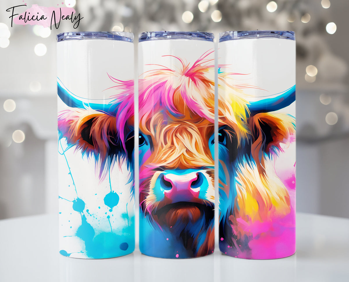 Highland Cow Sublimation Tumbler Bundle - 20oz Tumbler Designs - PNG - Skinny Tumbler - Cute Cow Designs - Cow Sublimation Design - Tumbler