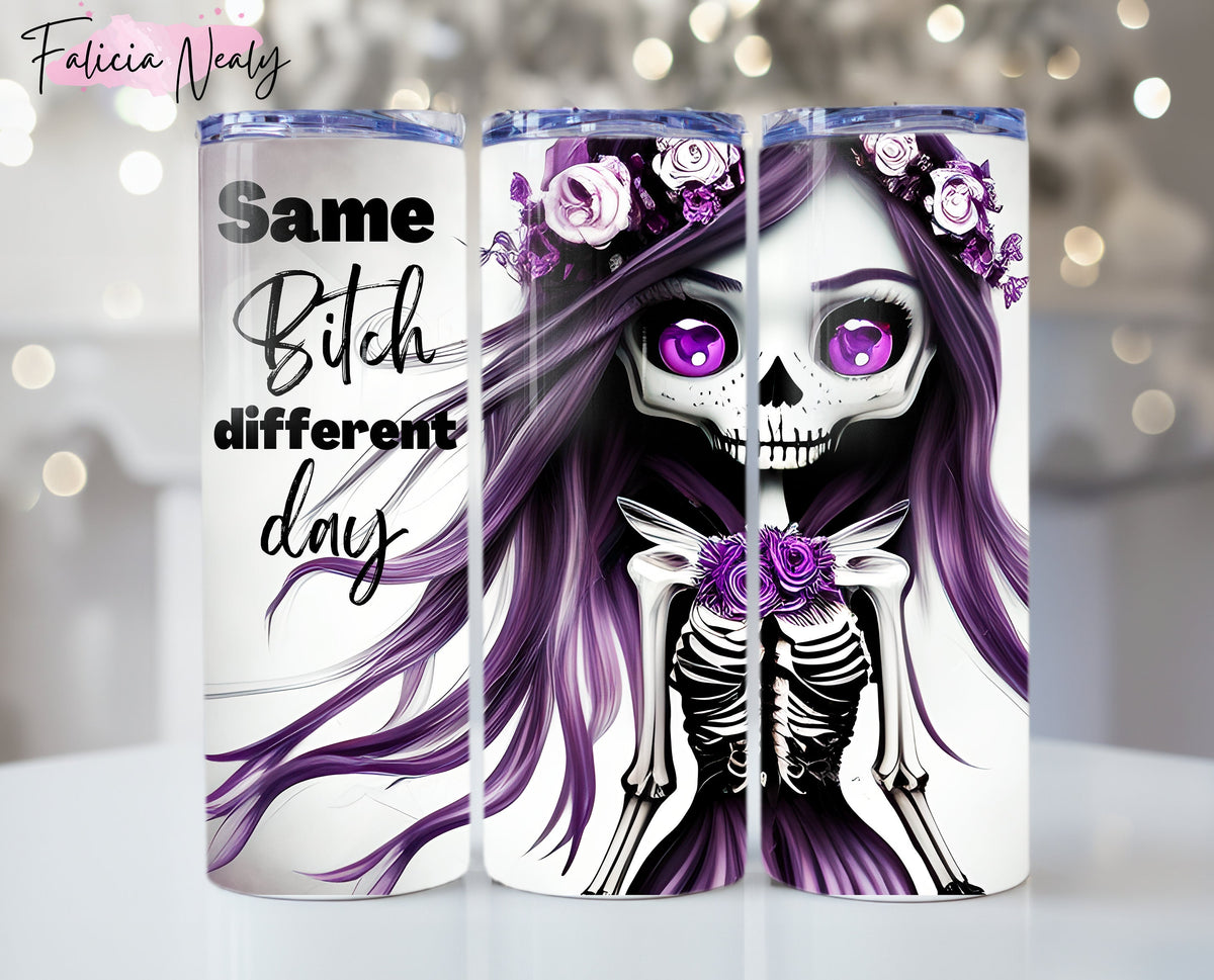 Bad Bitch Skeleton 20oz Skinny Tumbler Sublimation PNG Digital Download