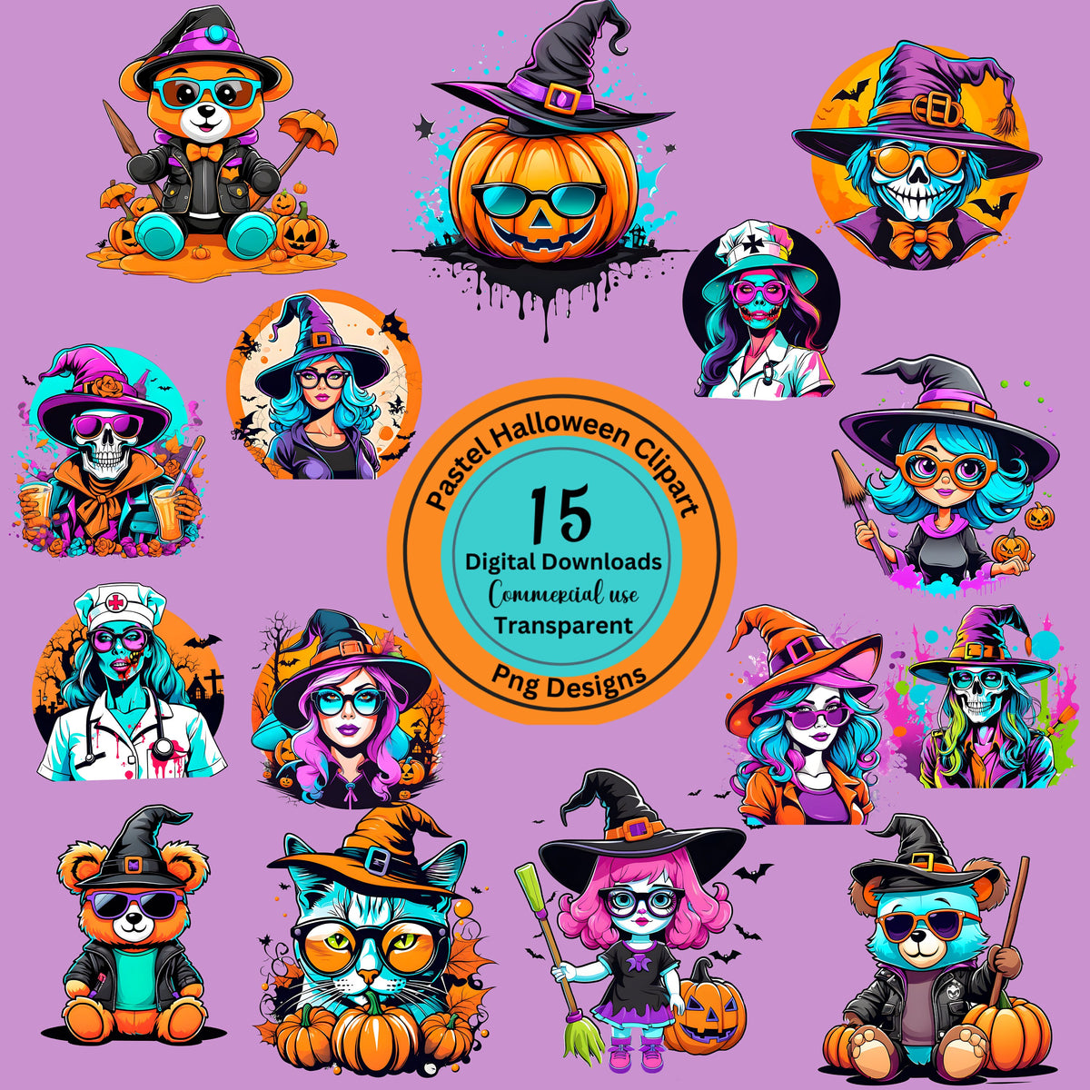 Pastel Halloween Clipart | Halloween Sublimation designs Trending | Looks Great on Any background | Pastel Halloween Tumbler Wrap | Designs