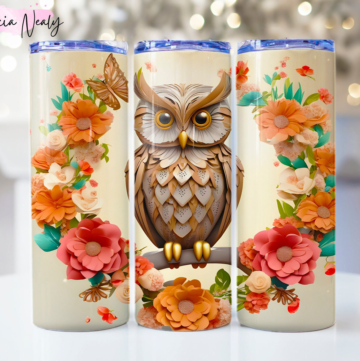 OWL tumbler, OWL Watercolor 20oz Skinny Tumbler Sublimation Designs Tumbler for Straight Tumbler Owl PNG File Digital Download Png Sublime