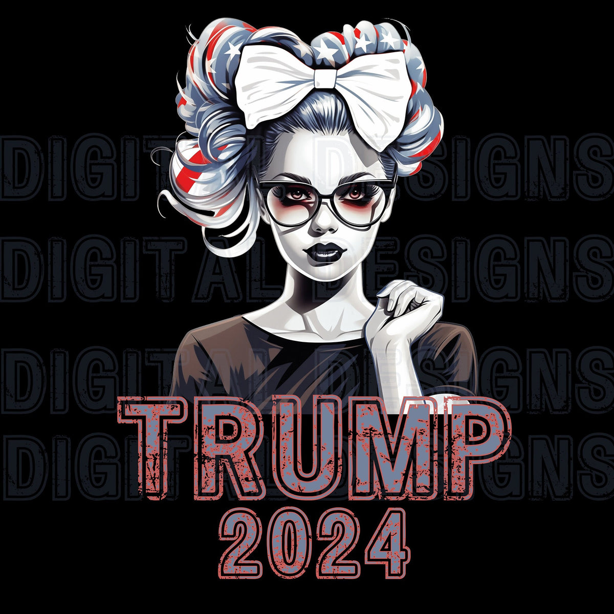 Trump Girl 2024 PNG: Republican Sublimation & America Flag, Women for Trump Design